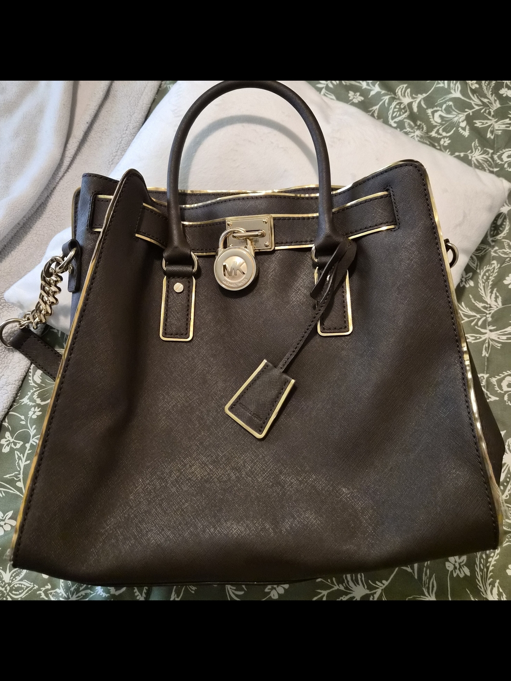 Michael Kors Brown and Gold Saffiano Leather Tote